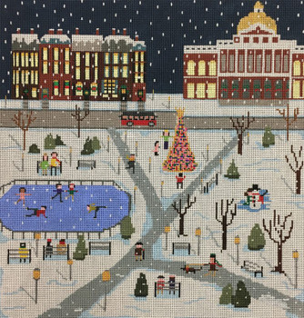 JP302 BOSTON COMMON WINTER 13′′ x 13.5′′ 18 Mesh Julie Paukert Designs