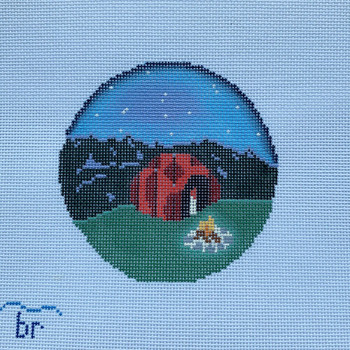 R18 Campfire's Starry Night 4" round 18 Mesh Blue Ridge Stitchery