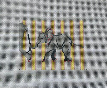 T8 Hang On! (baby elephant) 4.25" x 3.25" 18 Mesh Blue Ridge Stitchery