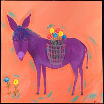 QRSSW13	Purple Burro with flowers	12 x 10	18 Mesh Quail Run Designs 