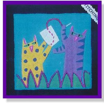 NC147 Stitching Cats 6.25" x 6.25" 18 Mesh DESIGNS BY NANCY COFFELT Quail Run Designs