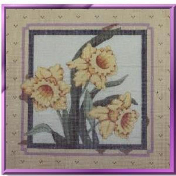CD204 Daffodils 10" x 10" 13 Mesh DESIGNS BY CAROL DUPREE Quail Run Designs