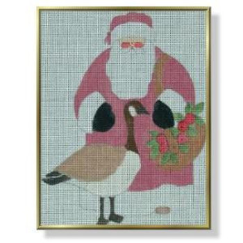 CM401 Santa with Canadian Goose 7 x 5.5	18 Mesh includes stitch guide CHARLOTTE McDONNELL Quail Run Designs