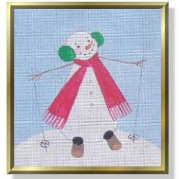 CM405 Sparky the Snow Person 6 x 6.5	18 Mesh includes  stitch guide CHARLOTTE McDONNELL  Quail Run Designs