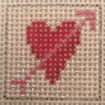 207-HEART WITH ARROW 1 Inch Square, 18 Mesh Point2Pointe