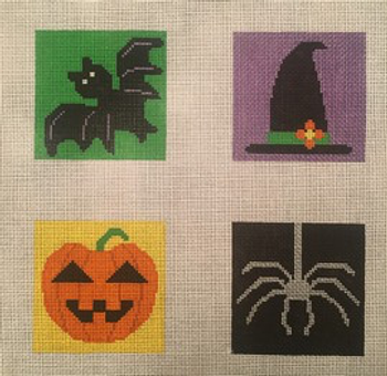 Coasters DC-13-18	HALLOWEEN ON Set of 4, 18 count 3.5 x 3.5 inch Canvases Point2Pointe