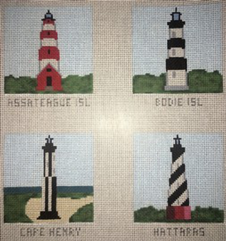 Coasters DC-18 LIGHTHOUSES Set of 4, 13 count 4.25 x 4.25 inch Canvases Point2Pointe