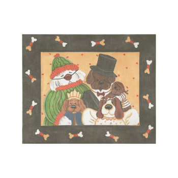 GD-PL 06 Halloween Dogs with Candy Border  11 x 9 18 Mesh Ginny Diezel