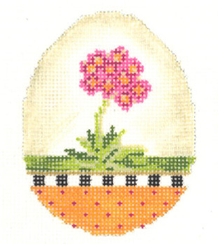 KEA42-18 L'Orange Primrose  Egg  2.5"W x 3.25"H 18 Mesh Kelly Clark Needlepoint