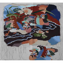 M-026 Ming 2 Mandarin Pillow Fragment 27x 25 13 Mesh Shorebird Studio