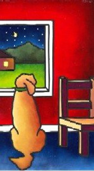 70003 Dog and Window  9" x 15" 18 Unique New Zealand Designs Needlepoint