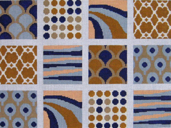 70357 Contemporary Collage Blue 18 X 13 13 mesh Unique New Zealand Designs Needlepoint