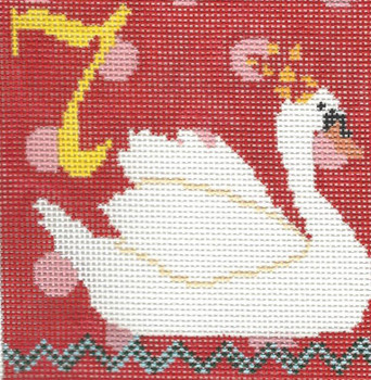 LW-2000G 12 Days of Christmas - 7 Swans Design Area:  4” square 18 Mesh Prairie Designs Needlepoint