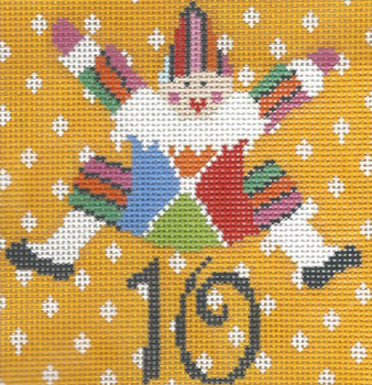 LW-2000J 12 Days of Christmas - 10 Lords Design Area:  4” square 18 Mesh Prairie Designs Needlepoint