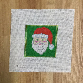 Jessica Lehane KCD1026 Santa on Green Square 4 1/2" x 4 1/2" 18 Mesh