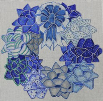 R654 Blue/Silver Wreath made from Bows 12.25 x 12.5 18 Mesh Robbyn's Nest Designs