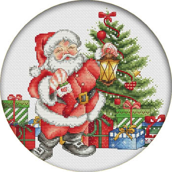 Christmas Gifts Magnet (Santaholding lantern & stocking) by Les Petites Croix De Lucie 20-2905