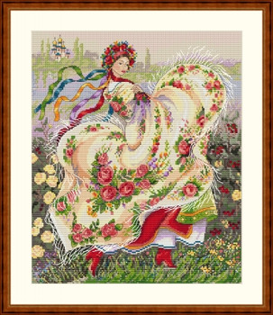 MK15 Festive Scarf 9.8"x11.8"; Aida, Ecru; 16 Count Merejka Cross Stitch Kit