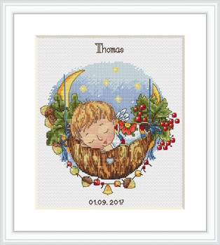 MK22 Lullaby for Son 5.9"x7.5"; Aida, White; 16 Count Merejka Cross Stitch Kit