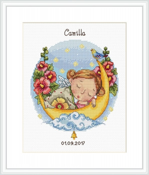 MK23 Lullaby for Daughter 5.9"x7.8"; Aida, White; 16  Count Merejka Cross Stitch Kit