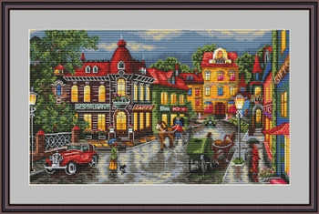 MK59 The Old City 13"X7.8"; Aida, Ecru; 16 Count Merejka Cross Stitch Kit