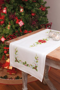 PNV13262 Poinsettias Table Runner Vervaco Counted cross stitch kit