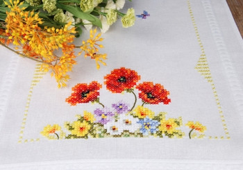 PNV145163 Wild Spring Flowers - Table Runner; Vervaco Counted cross stitch kit
