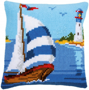 PNV148418 Sailboat Cushion - Cross Stitch Vervaco Counted cross stitch kit