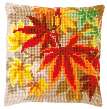 PNV157754 Vervaco Cross stitch kit Autumn Leaves Cushion