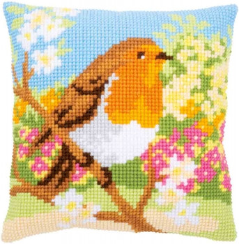 PNV164299 Vervaco Cross stitch kit Robin in Garden Cushion