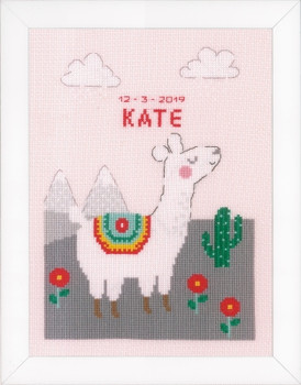 PNV178408 Vervaco Lovely Llama - Birth Announcement