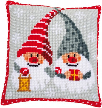 PNV171685 Vervaco Christmas Gnomes Cushion - Cross Stitch