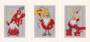 PNV165989  Vervaco Christmas Gnomes Greeting Cards - Set of 3