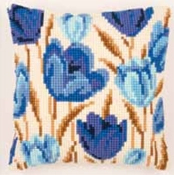PNV21764 Vervaco Blue Tulips Cushion