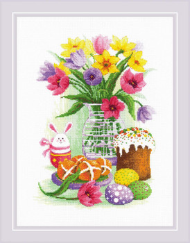 RL1948 Riolis Counted Cross Stitch Kit Easter Still Life with Bunny