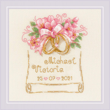 RL1926 Riolis Counted Cross Stitch Kit Wedding Metric Wedding Rings