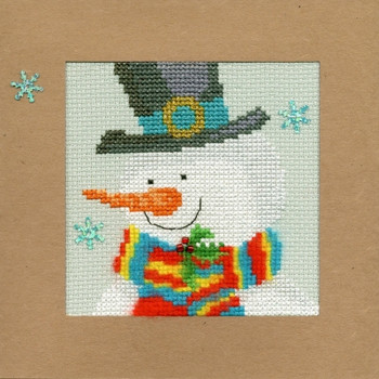 BTXMAS17 Snowy Man - Christmas Cards  Karen Tye Bentley Bothy Threads Counted Cross Stitch KIT