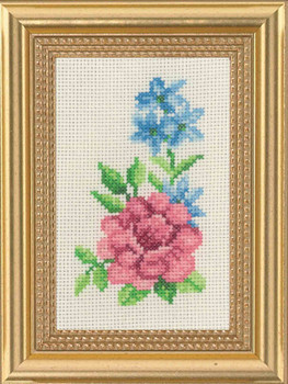 131136 Rose & Blue Flowers Cross Stitch  Kit Permin 