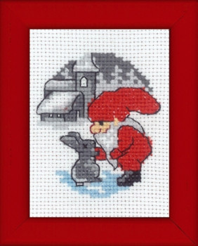 149283 Permin Cross Stitch Kit Rabbit & Elf Picture - Mini Kit