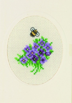 179105 Violet - Flower Card Permin Counted Cross Stitch Kit 