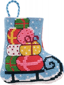 19214 Sleigh & Gifts Stocking Permin Counted Cross Stitch Kit 