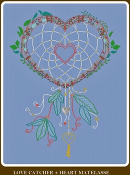 AAN360A Love Catcher - Matelasse Heart Alessandra Adelaide Needleworks Counted Cross Stitch Pattern
