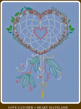 AAN360B Love Catcher - Double Heart Alessandra Adelaide Needleworks Counted Cross Stitch Pattern