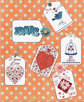 AAN475 Love Tags (6 designs) Alessandra Adelaide Needleworks