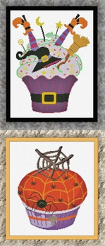 AAN569 Halloween Cupcakes 5-6 (2 designs) 129 x 166 and 129 x 155  Alessandra Adelaide Needleworks