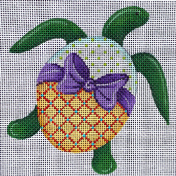 87205	MIN	turtle with purple bow  4.5 x 4.5 18 Mesh Patti Mann