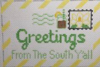 RD 312 Greetings...The South Mini Letter  18M 3.5"x5.5" Rachel Donley Needlepoint Designs