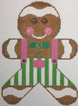 RD 200-3 Mini Gingerbread Boy – Pink & Lime  18M 6.5"x4.5" Rachel Donley Needlepoint Designs