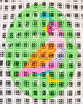 NQR3 Quail - Green Background 4 3/4t x 3 5/8w 18 Mesh EyeCandy Needleart