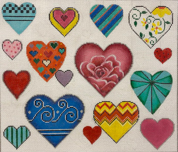 4288 HEARTS, HEARTS AND MORE HEARTS 14 x 12 13 Mesh Alice Peterson Designs